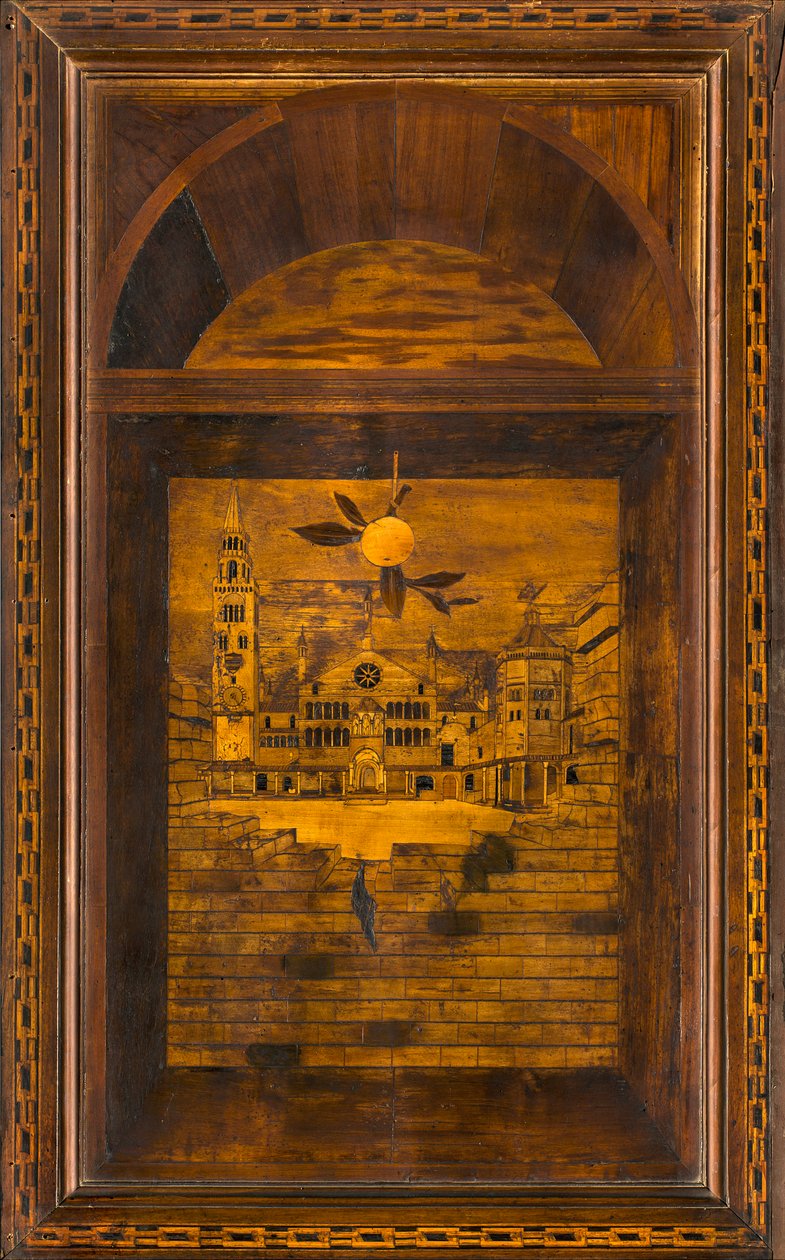 Chór kanoniczny Lignaean, inkrustowany przez Giovanniego Marię Platinę 1484, Górny Stall, Piazza del Duomo in Cremona autorstwa Giovanni Maria Platina