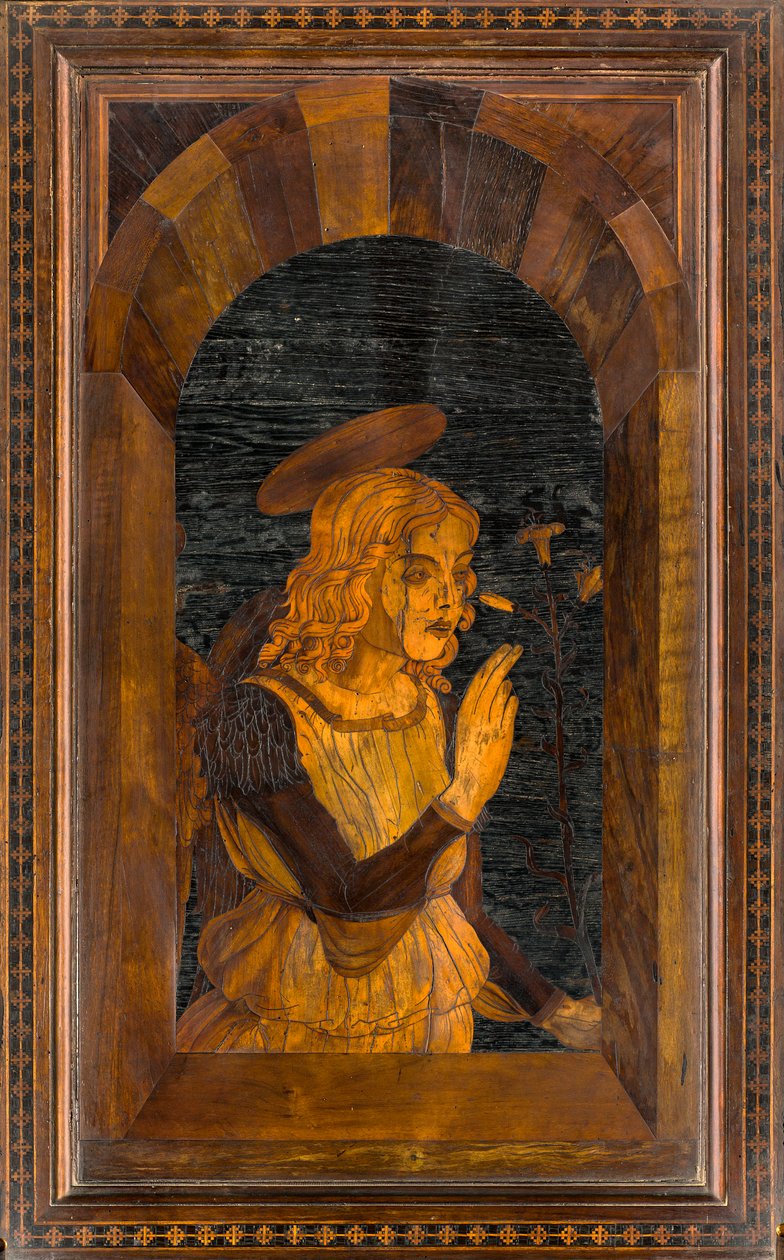 Chór kanoniczny Lignei, inkrustowany przez Giovanniego Marię Platinę 1484, Superior Stall autorstwa Giovanni Maria Platina