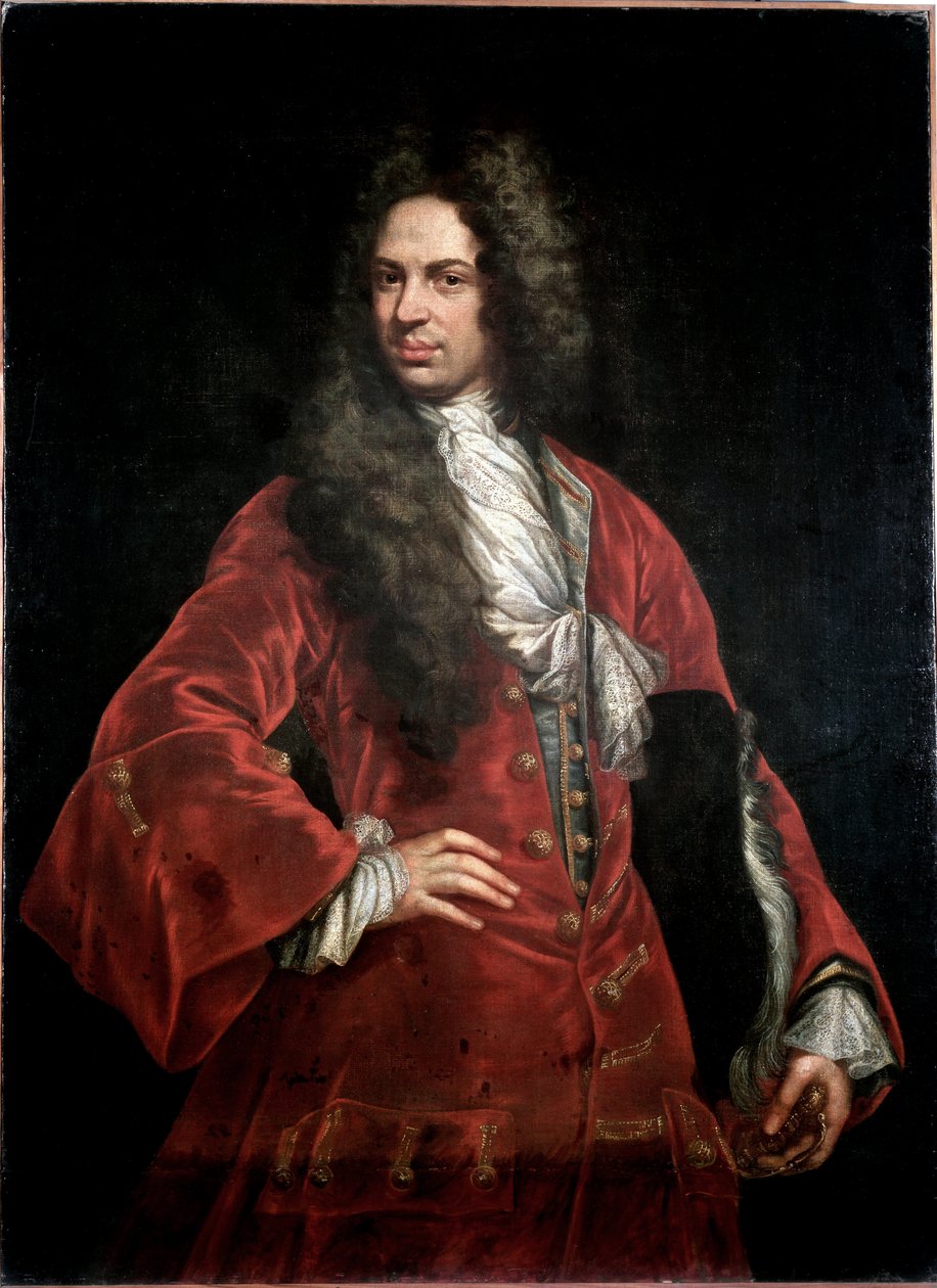 Portret dżentelmena w czerwonym kostiumie Obraz Giovanniego Marii Delle Piane dit il Mulinaretto (1660-1745) Wymiary 132x97 cm Genes Musei di Strada Nuova (ex Palazzo Bianco) autorstwa Giovanni Maria delle called Mulinaretto Piane