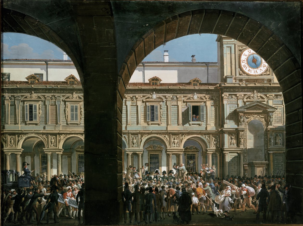 Domenico Pino przemawia do tłumu na placu Mercanti w Mediolanie, 21 kwietnia 1814 r. (obraz autorstwa Giovanni Migliara