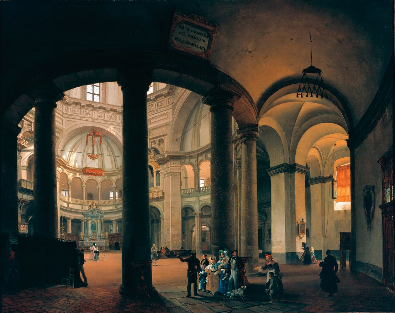 Widok z wnętrza bazyliki św. Wawrzyńca Obraz Giovanniego Migliary (1785-1837). 1835. Mediolan, Muzeum Mediolanu autorstwa Giovanni Migliara