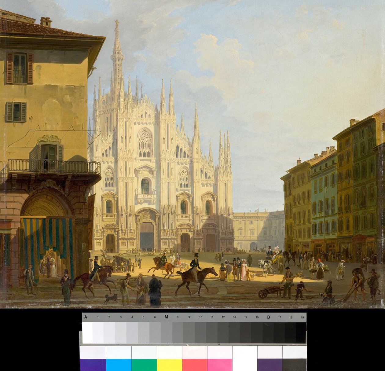 Widok na Piazza Duomo w Mediolanie, Włochy (Plac Katedralny w Mediolanie) Obraz Giovanniego Migliary (1785-1837) 1828 Kolekcja prywatna autorstwa Giovanni Migliara