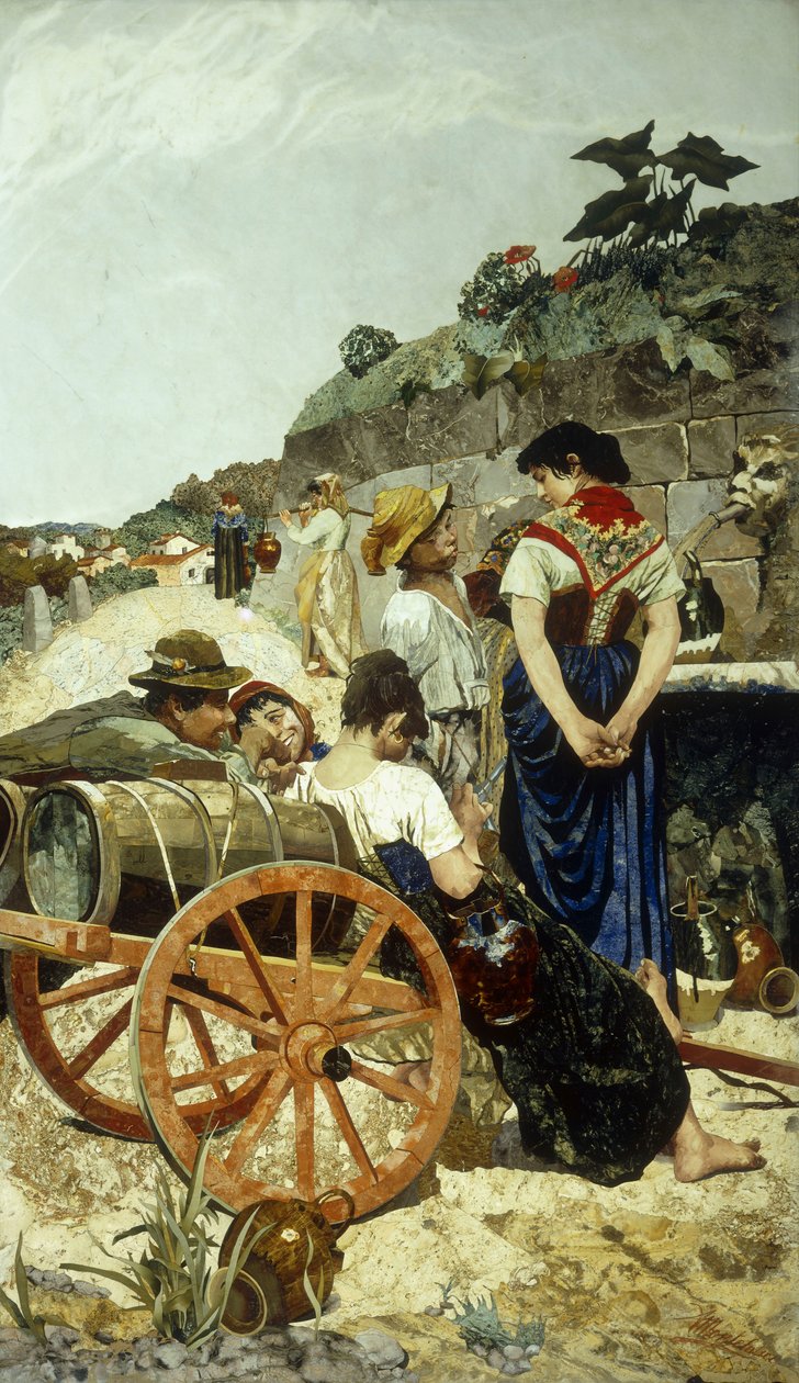 Włoska scena targowa (mozaika) autorstwa Giovanni Montelatici