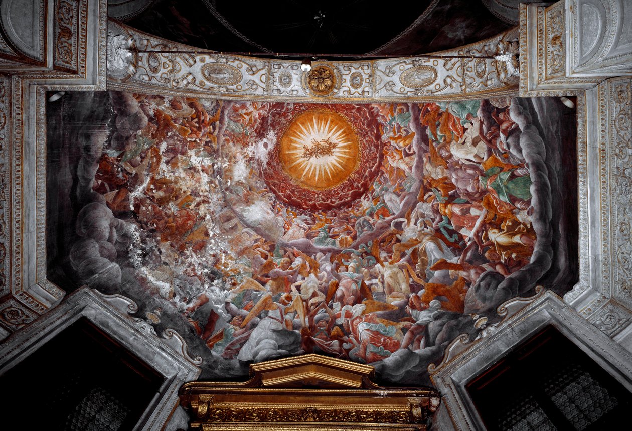 Anioły w chwale Kopuła dekorująca freski – Giovan Paolo Lomazzo (1538-1600) autorstwa Giovanni Paolo Lomazzo