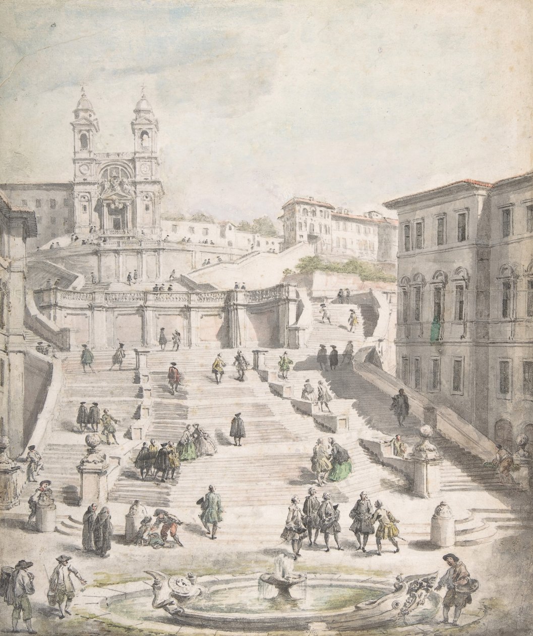 Schody Trinità dei Monti, ca. 1756-58. autorstwa Giovanni Paolo Panini