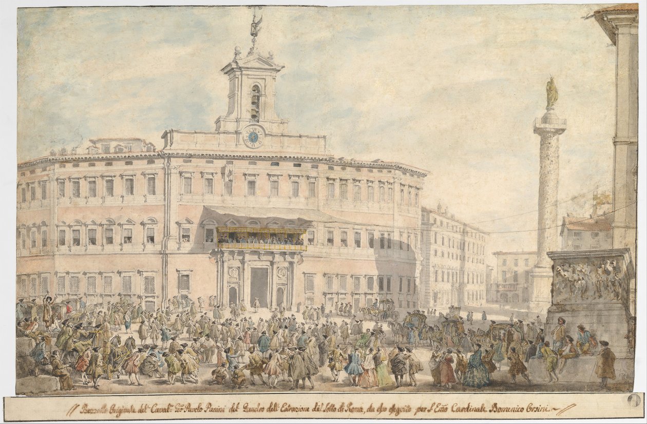 Loteria na Piazza di Montecitorio, 1743-1744. autorstwa Giovanni Paolo Panini