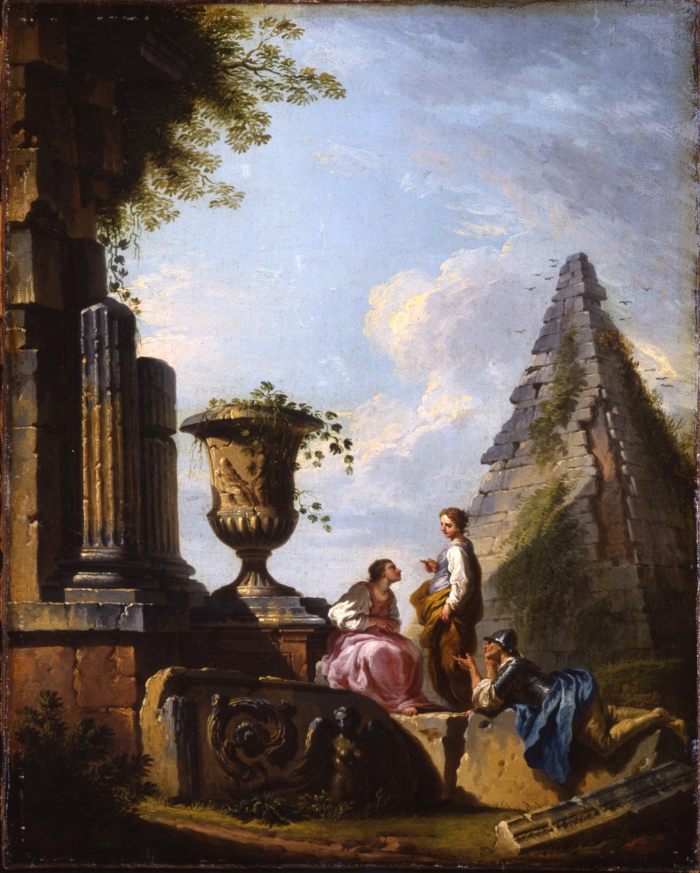 Capricci klasycznych ruin z dyskursami filozofów autorstwa Giovanni Paolo Pannini