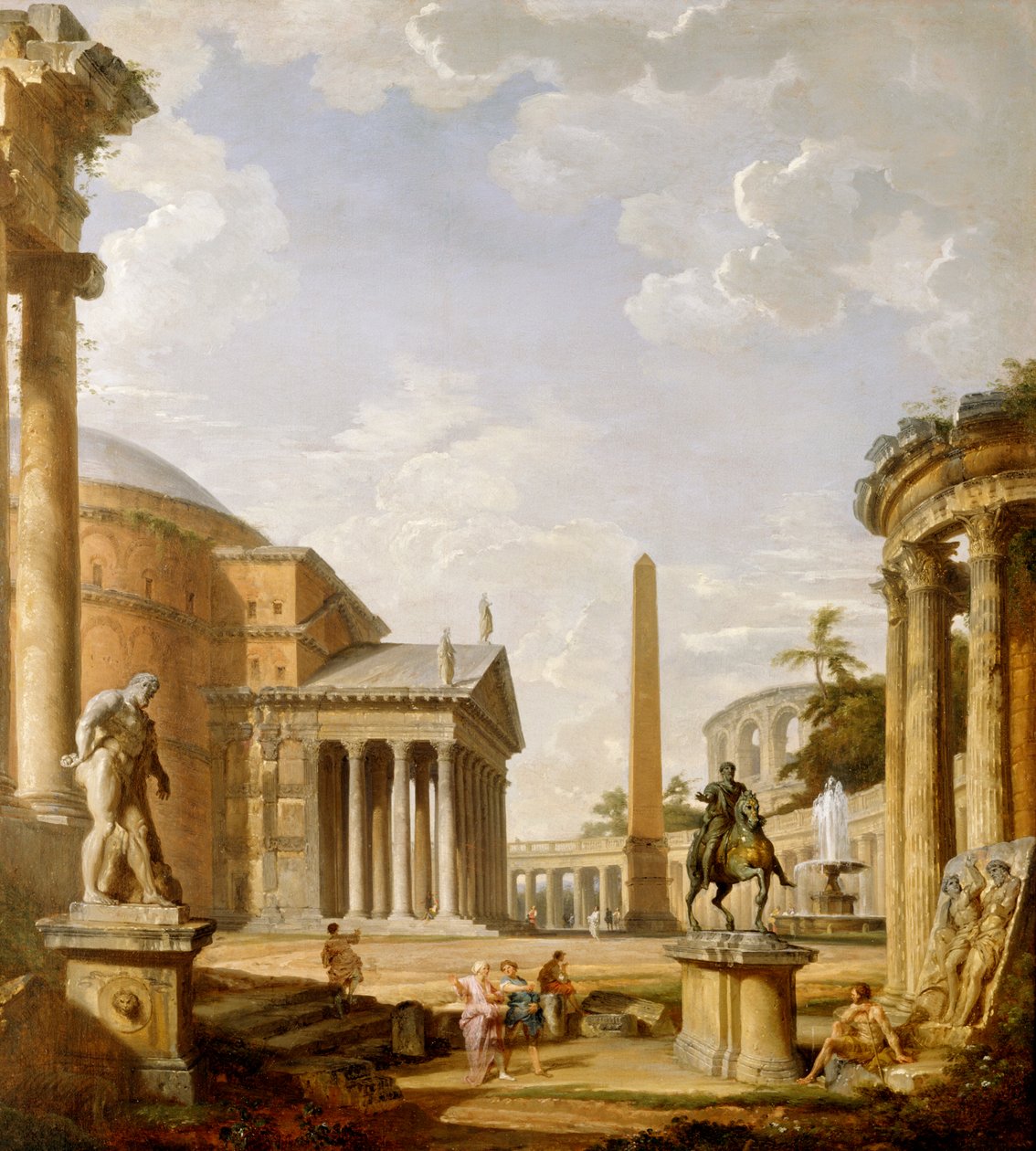 Capriccio rzymskich ruin z Panteonem (olej na płótnie) autorstwa Giovanni Paolo Pannini