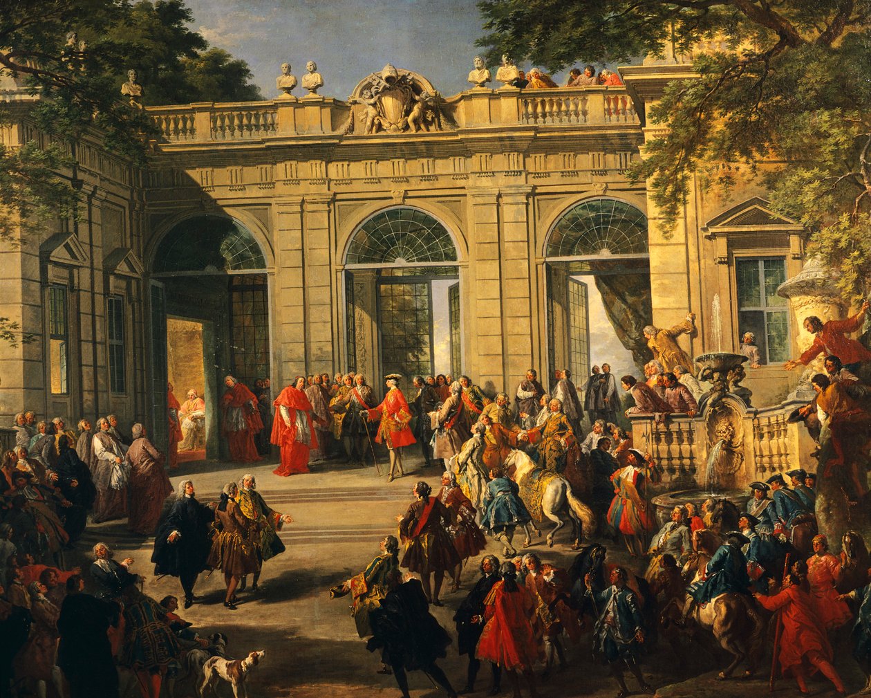 Karol III Burbon z wizytą u papieża Benedykta XIV w kawiarni na Kwirynale autorstwa Giovanni Paolo Pannini