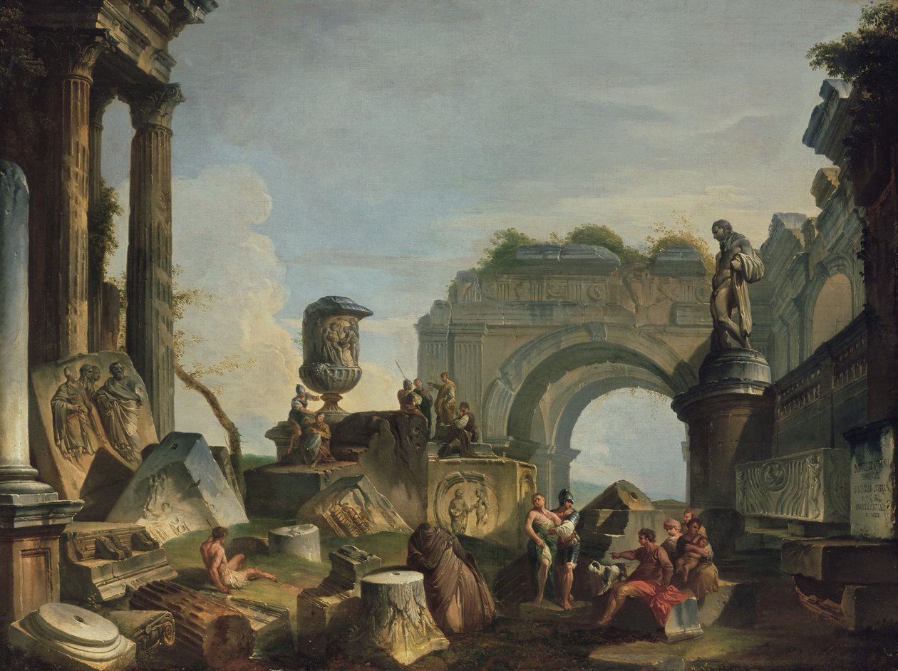 Scena klasyczna z postaciami autorstwa Giovanni Paolo Pannini