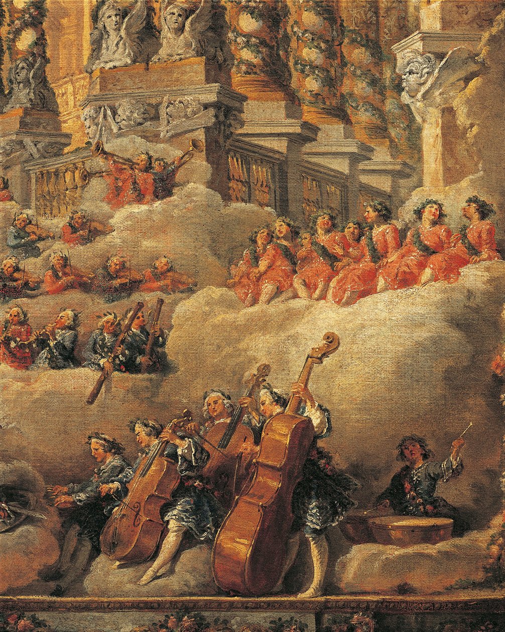 Francja, Paryż, Koncert w Rzymie z okazji Narodzin Syna Ludwika XV, zbliżenie autorstwa Giovanni Paolo Pannini