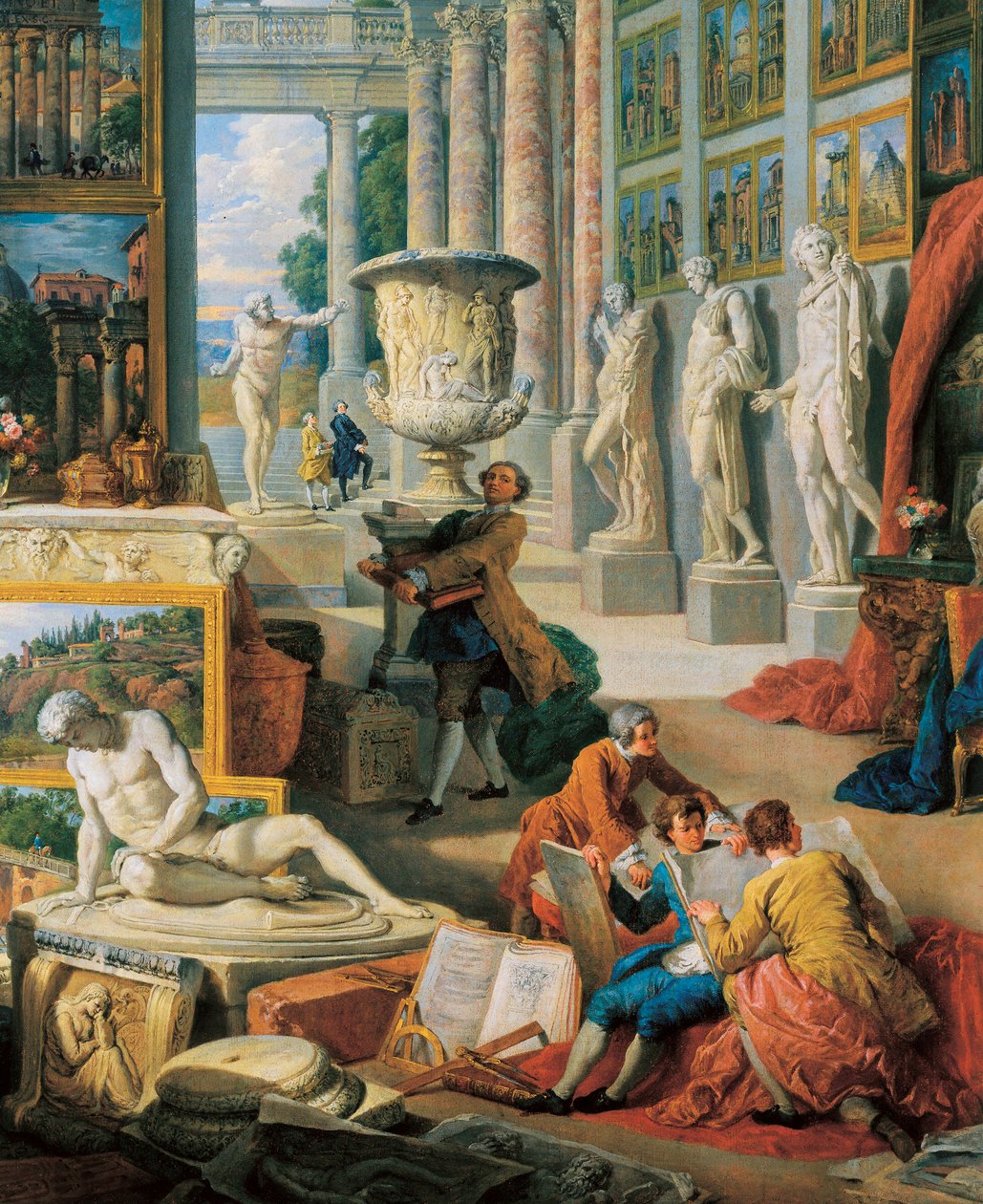 "Galeria widoków starożytnego Rzymu" Detal. Obraz Giovanniego Paolo Panniniego (Panini) (1691-1765). 1759. autorstwa Giovanni Paolo Pannini