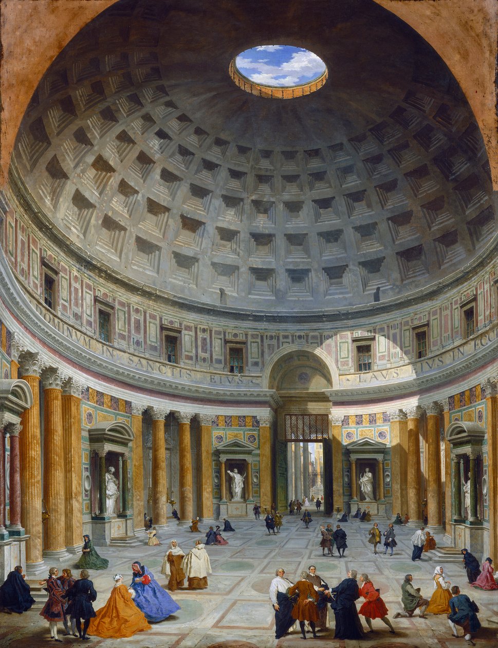 Wnętrze Panteonu, Rzym, ok. 1734 (olej na płótnie) autorstwa Giovanni Paolo Pannini