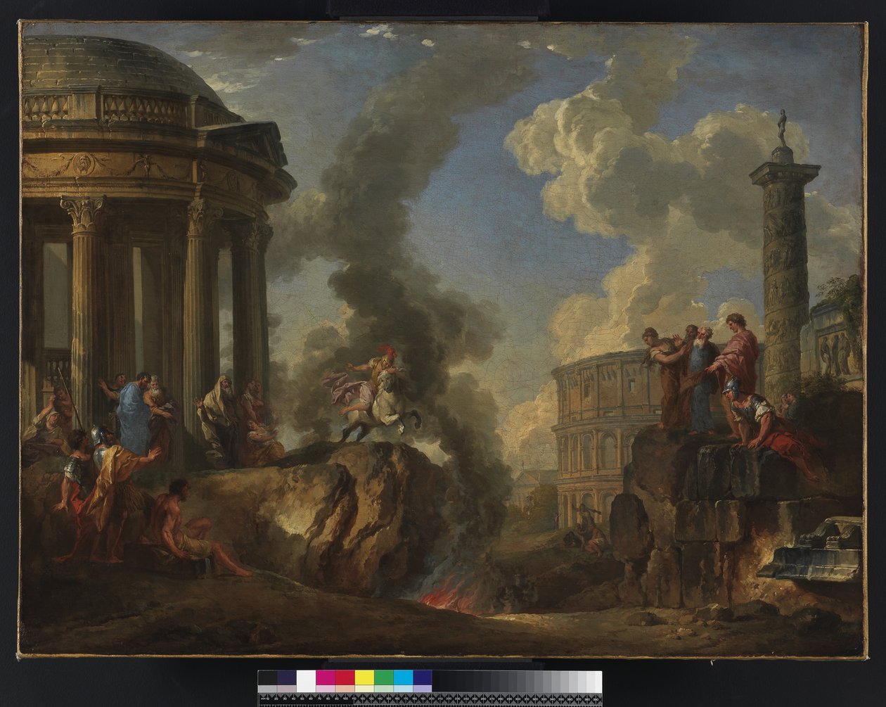 Marcus Curtius skaczący do zatoki, ok. 1730 autorstwa Giovanni Paolo Pannini