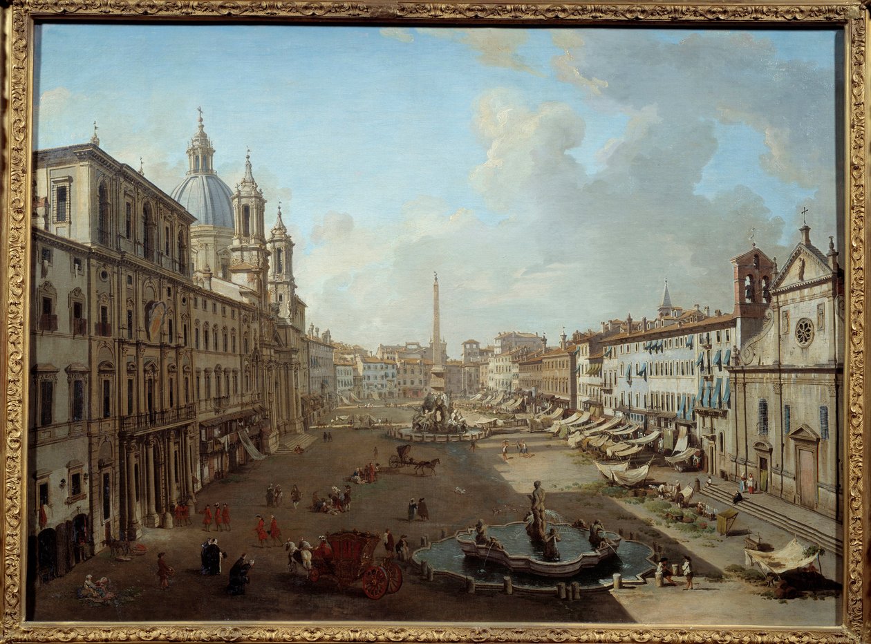 Piazza Navona w Rzymie (Piazza Navona, Rzym). Obraz Giovanni Paolo Pannini (Panini) (1691-1765) autorstwa Giovanni Paolo Pannini
