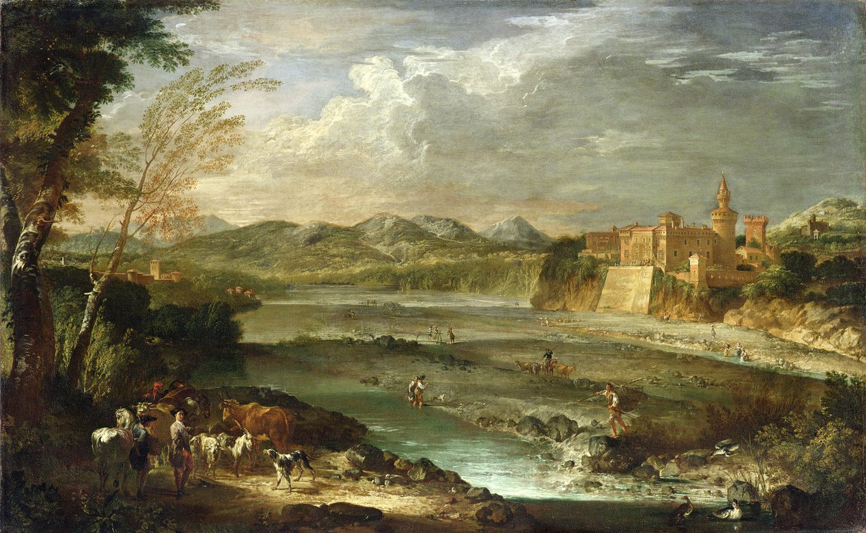 Dolina Trebbia z zamkiem Rivalta, ok. 1930 r. 1720 autorstwa Giovanni Paolo Pannini