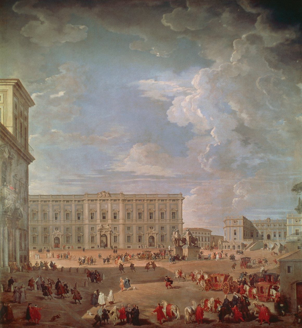 Widok na Kwirynale i Piazza di Monte Cavallo, Giovanni Paolo Pannini (1691-1765), olej na płótnie, 270x254 cm autorstwa Giovanni Paolo Pannini