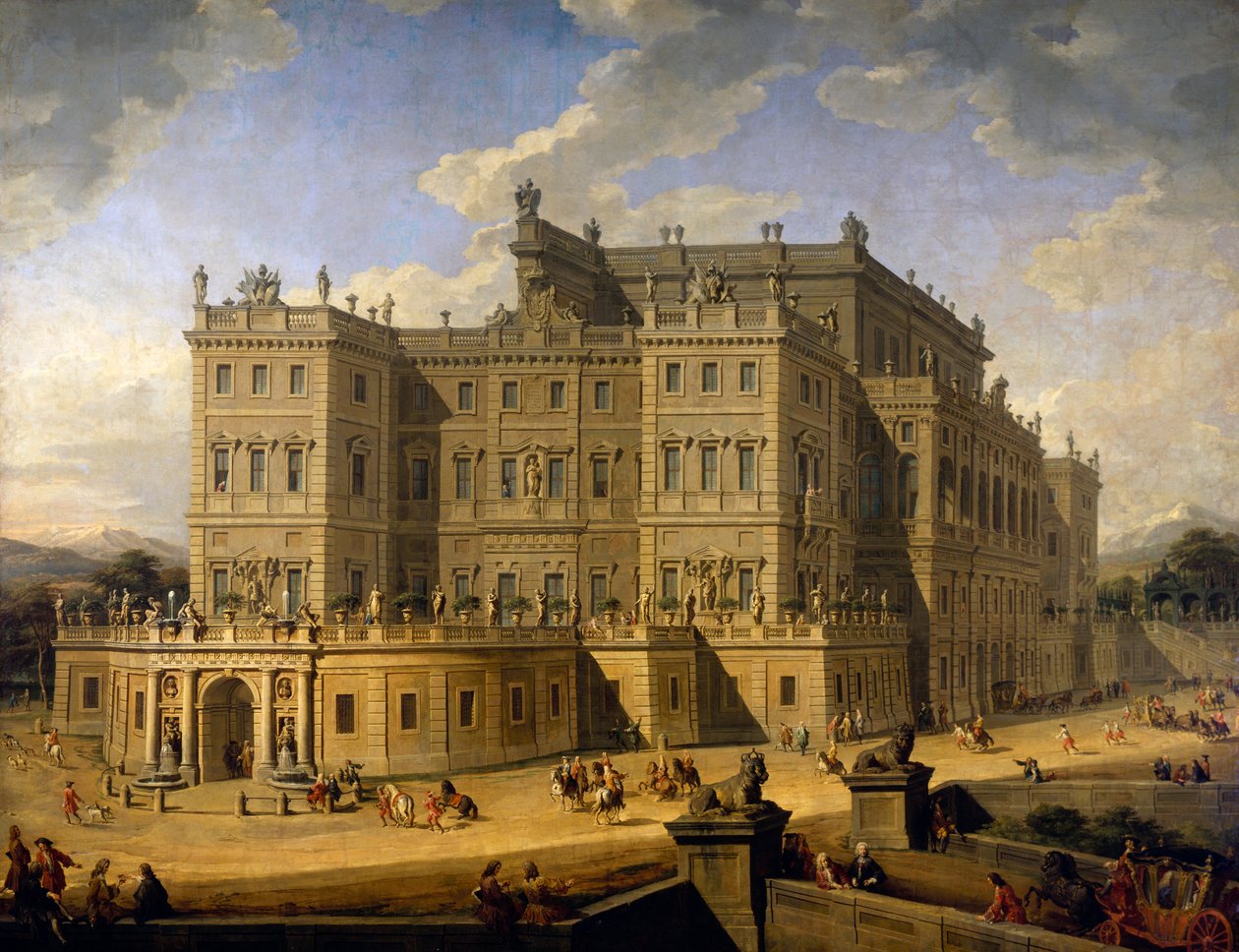 Widok na zamek Rivoli autorstwa Giovanni Paolo Pannini