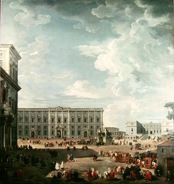 Widok na Piazza del Quirinale, Rzym autorstwa Giovanni Paolo Pannini