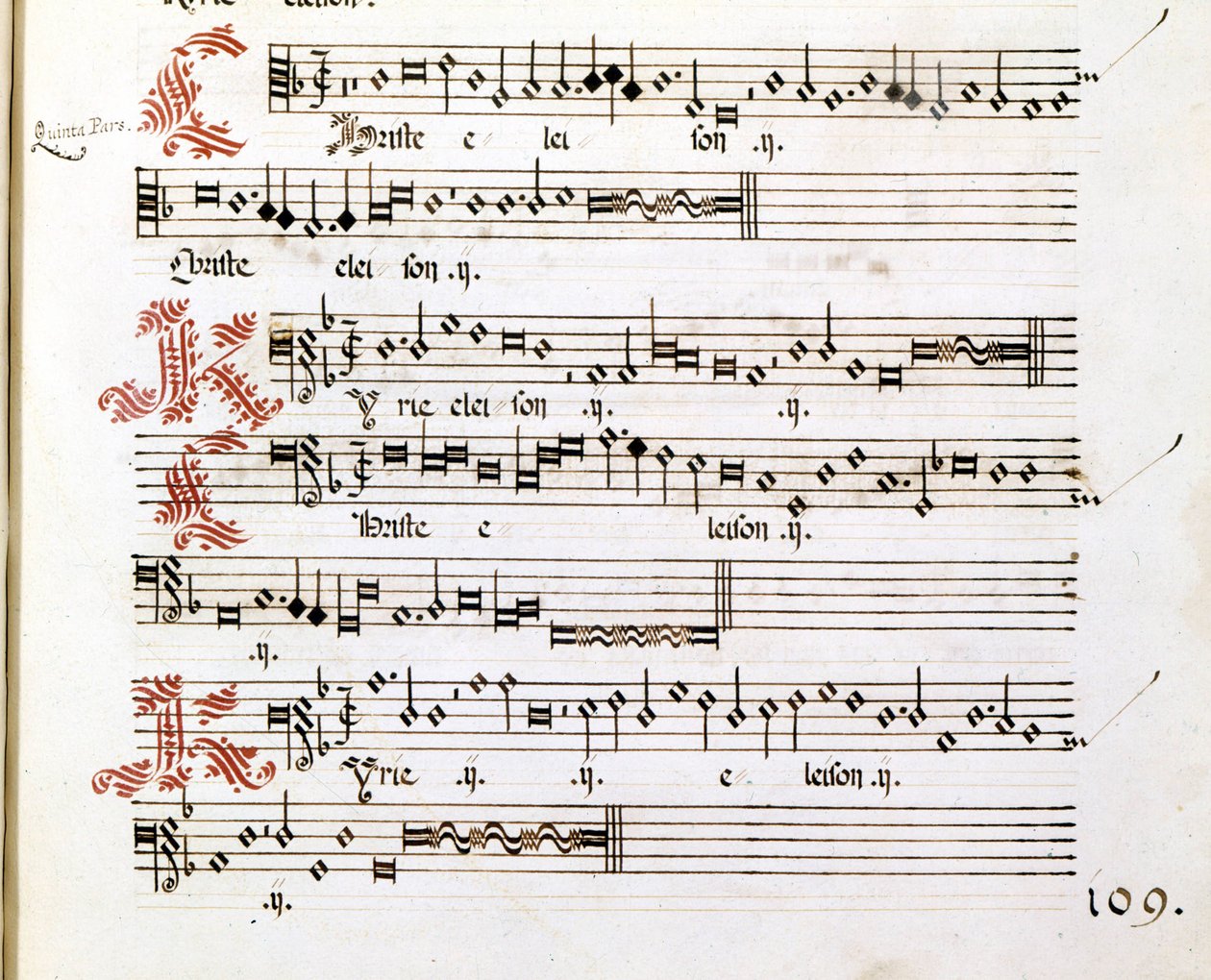 Rękopis Kyrie „Messes of Mantua” Giovanniego Pierluigiego da Palestrina (1525-1594), włoskiego kompozytora. autorstwa Giovanni Pierluigi da (after) Palestrina