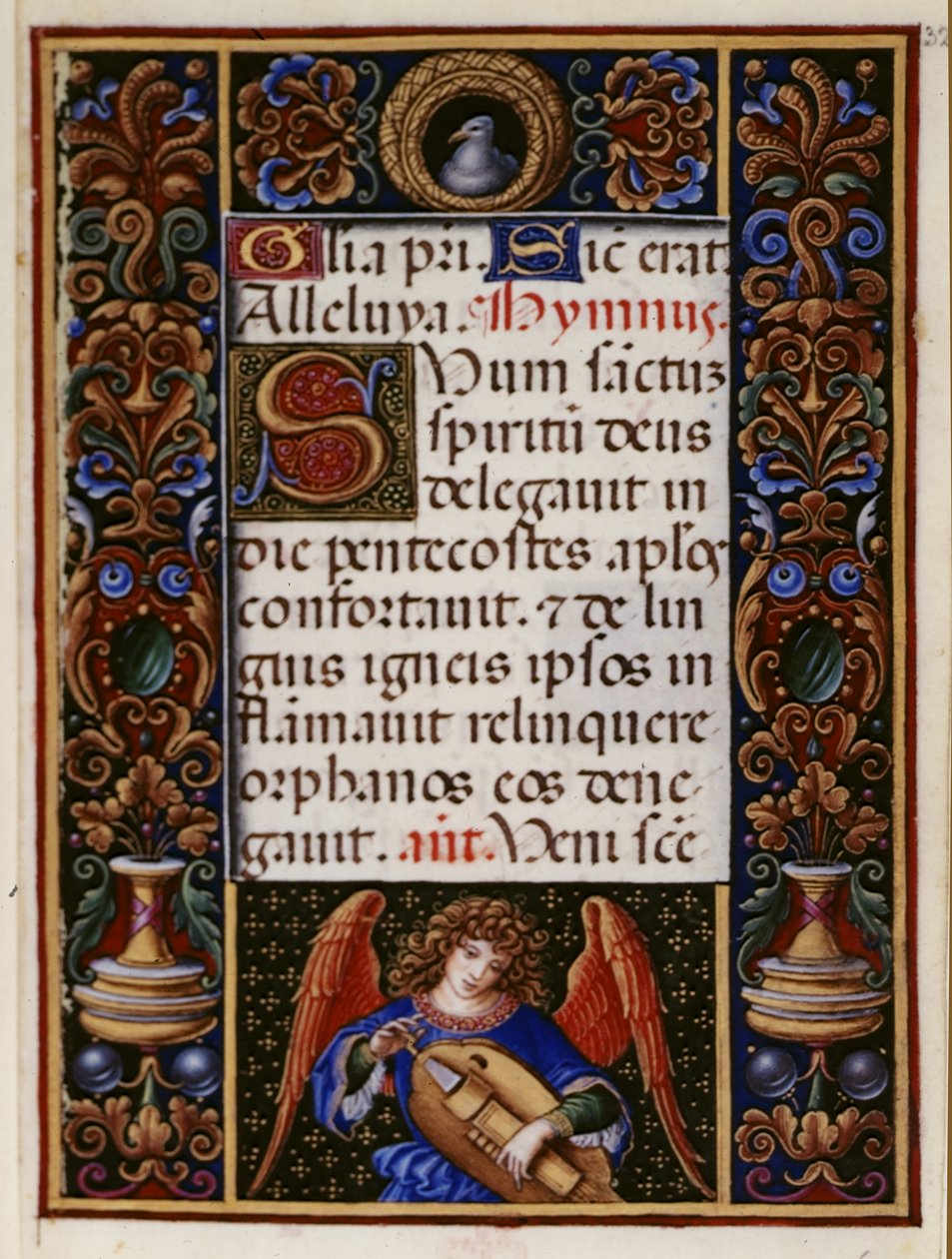 Dodaj 34294 fol.32 Strona tekstowa z ozdobną ramką, z „Godzin Sforza”, Mediolan, ok. 1490 (welin) autorstwa Giovanni Pietro Birago