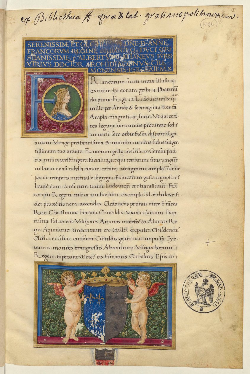 Frontispis do Historii królów Francji autorstwa Alberta Cattaneo z Piacenzy autorstwa Giovanni Pietro Birago