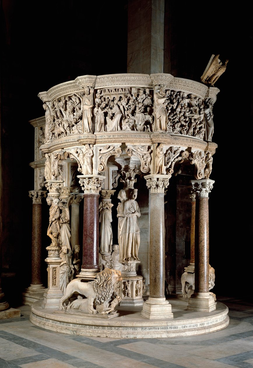 Krzesło. Marmurowa rzeźba Giovanniego Pisano (1248-1314). 1302-1311 Cathedrale of Pisa (Katedra Santa Maria Assunta di Pisa), Włochy autorstwa Giovanni Pisano