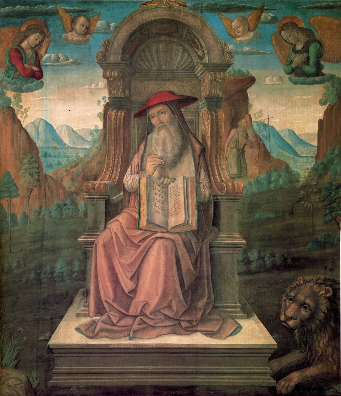 Św. Hieronim na tronie, ok. 1475 r. autorstwa Giovanni Santi