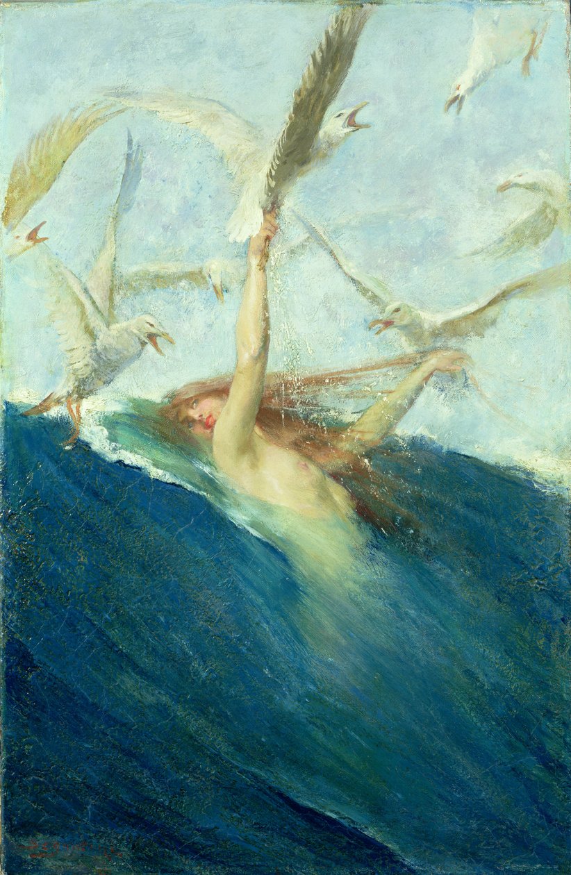 Syrena napadnięta przez mewy autorstwa Giovanni Segantini