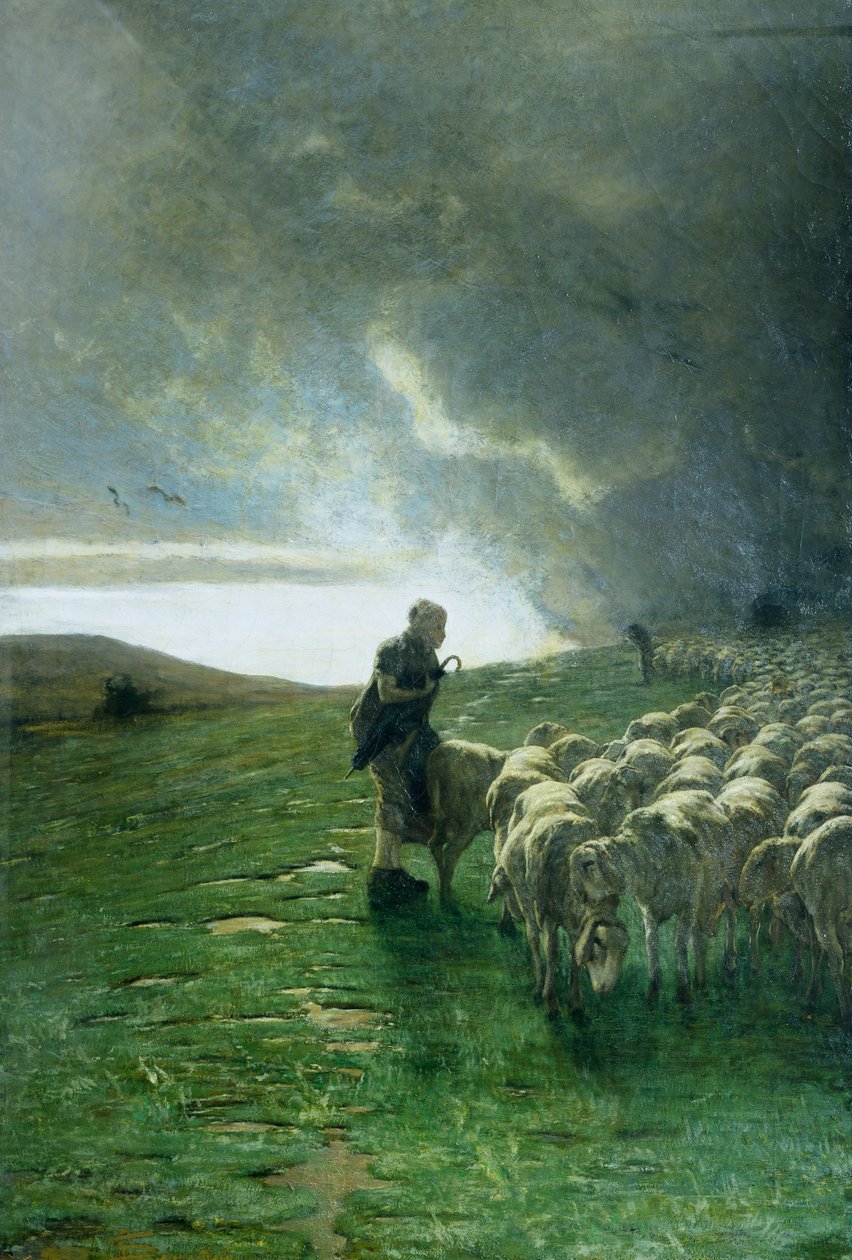 Po burzy, Giovanni Segantini (1858-1899), olej na płótnie autorstwa Giovanni Segantini