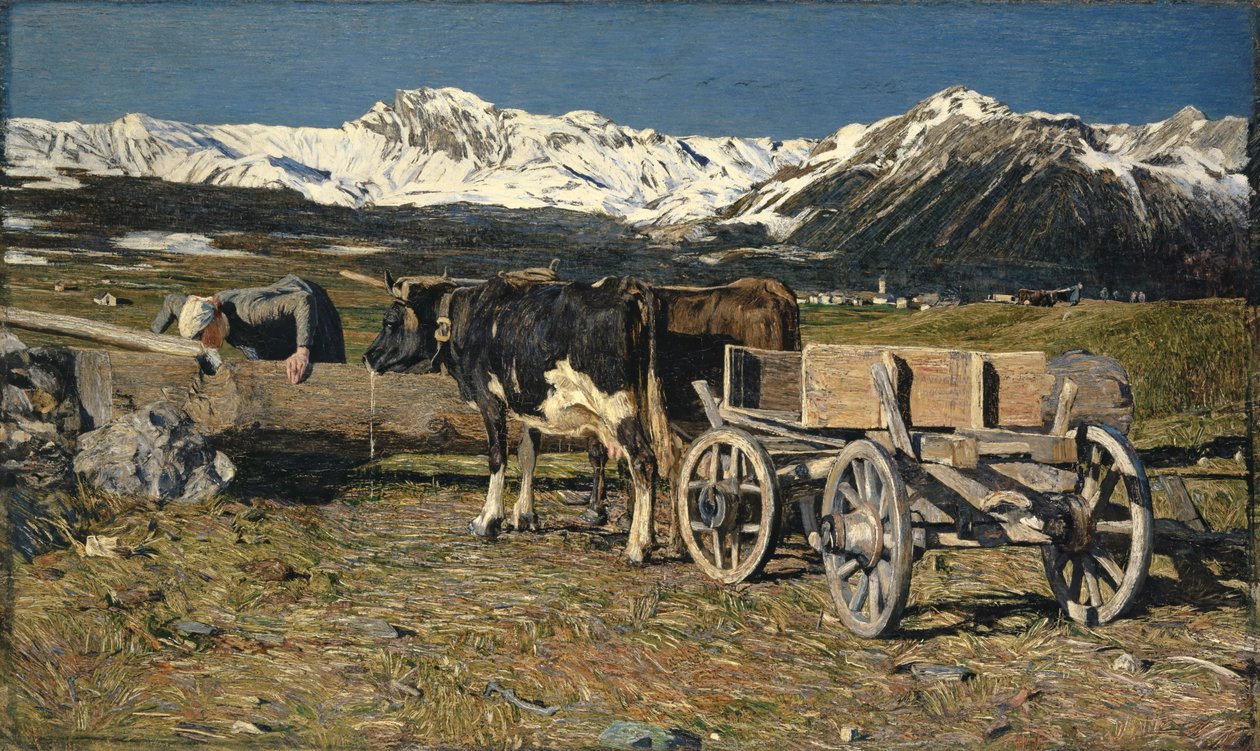 Przy wodopoju (Krowy w jarzmie), 1888 autorstwa Giovanni Segantini