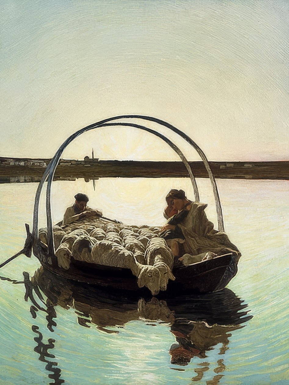 Ave Maria a trasbordo (Ave Maria na skrzyżowaniu). 1886 autorstwa Giovanni Segantini