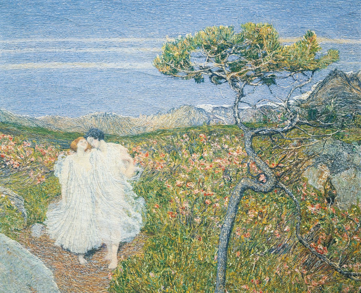 Miłość przy źródle życia lub Kochankowie u źródeł życia, Giovanni Segantini, detal autorstwa Giovanni Segantini