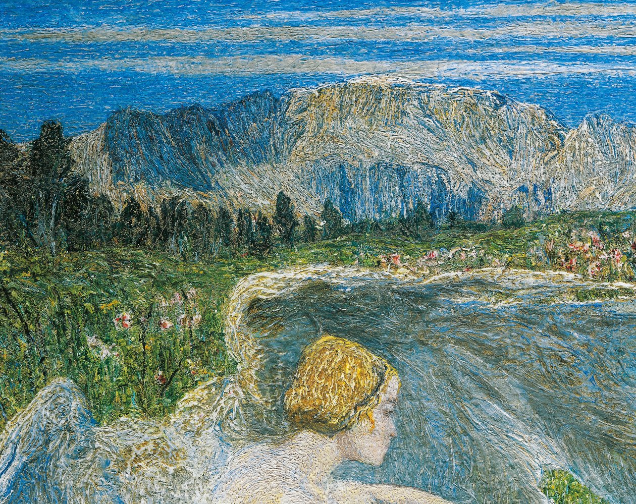 Miłość przy źródle życia lub Kochankowie u źródeł życia, Giovanni Segantini, detal autorstwa Giovanni Segantini
