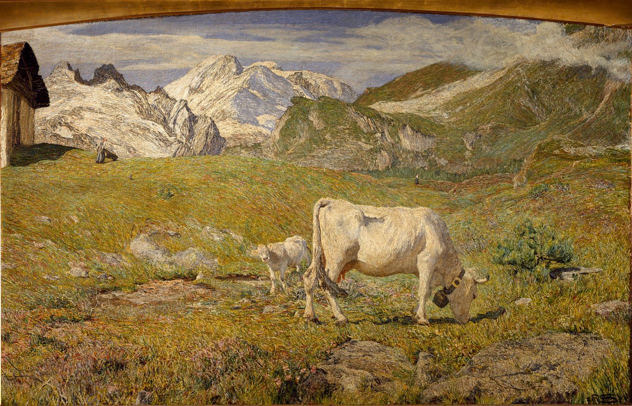 Pastwiska na wiosnę (olej na płótnie autorstwa Giovanni Segantini
