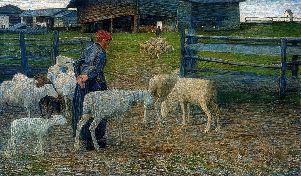 Wróć do stajni. 1888 autorstwa Giovanni Segantini