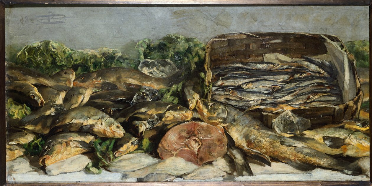 Martwa natura z rybami autorstwa Giovanni Segantini