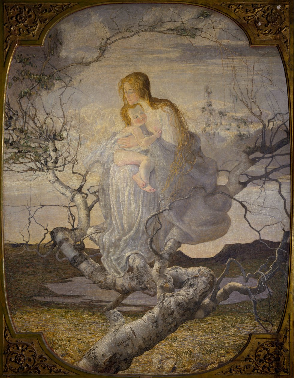 Symbolizm: „” Anioł życia”” Obraz Giovanniego Segantiniego (1858-1899) 1894 Nd. 276x212 cm Mediolan, Galleria d
