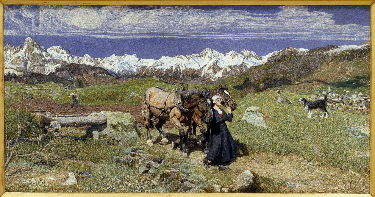 Alpy wiosną (1879, olej na płótnie) autorstwa Giovanni Segantini