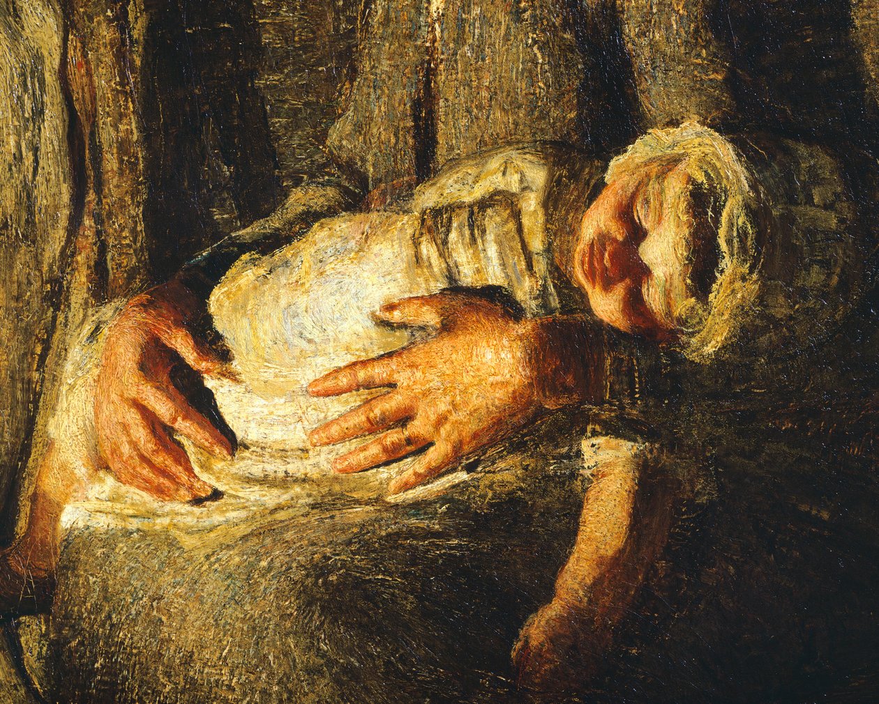 Dwie matki, Giovanni Segantini, detal autorstwa Giovanni Segantini