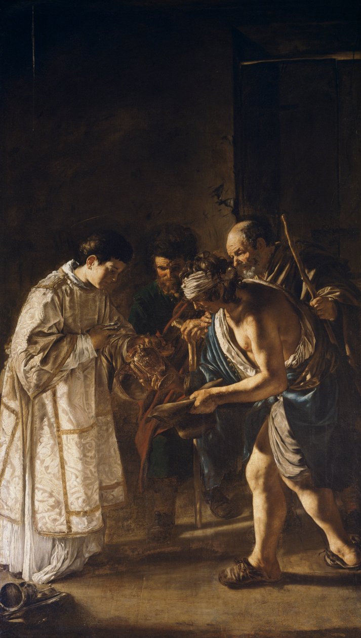 Lorenzo rozdający dobra kościelne biednym autorstwa Giovanni Serodine