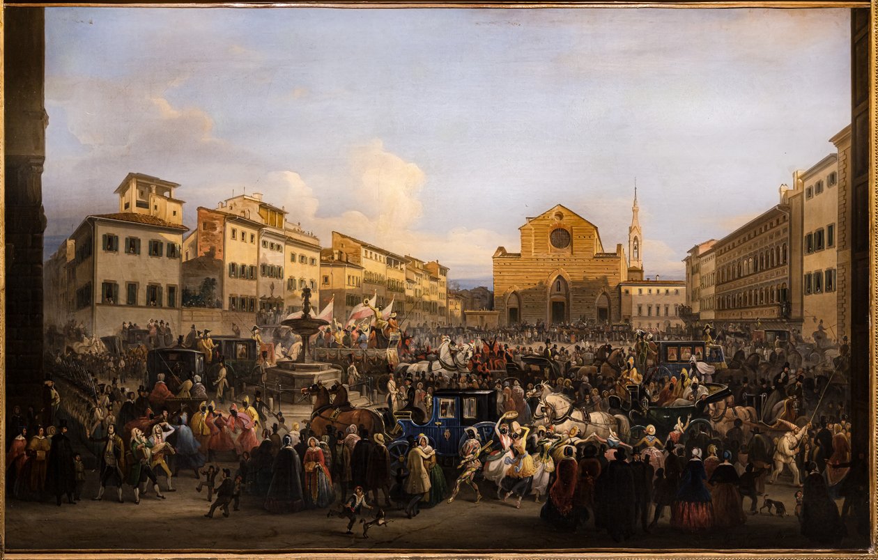 Berlingaccio na placu St. Croce we Florencji autorstwa Giovanni Signorini