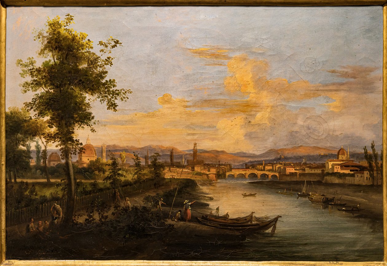 Widok na Arno, ok. 1850 (olej na płótnie) autorstwa Giovanni Signorini