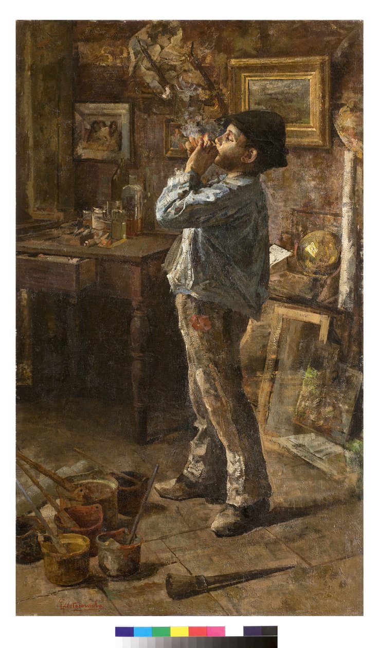 Ja też jestem malarzem lub Dyletantem lub Pracownia malarzy, 1885 autorstwa Giovanni Sottocornola