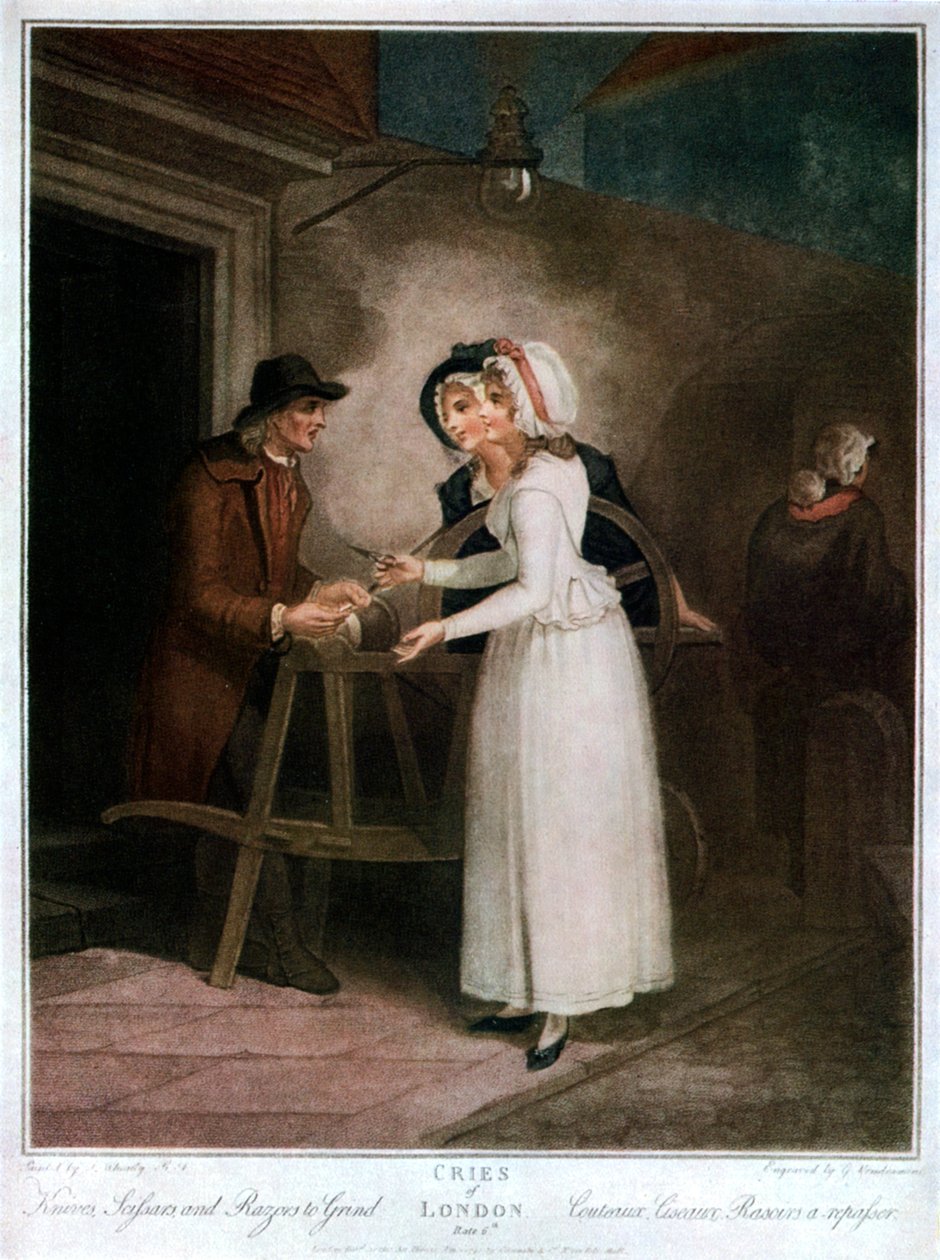 „Noże, nożyczki i brzytwy do szlifowania”, 1795, 1929 autorstwa Giovanni Vendramini