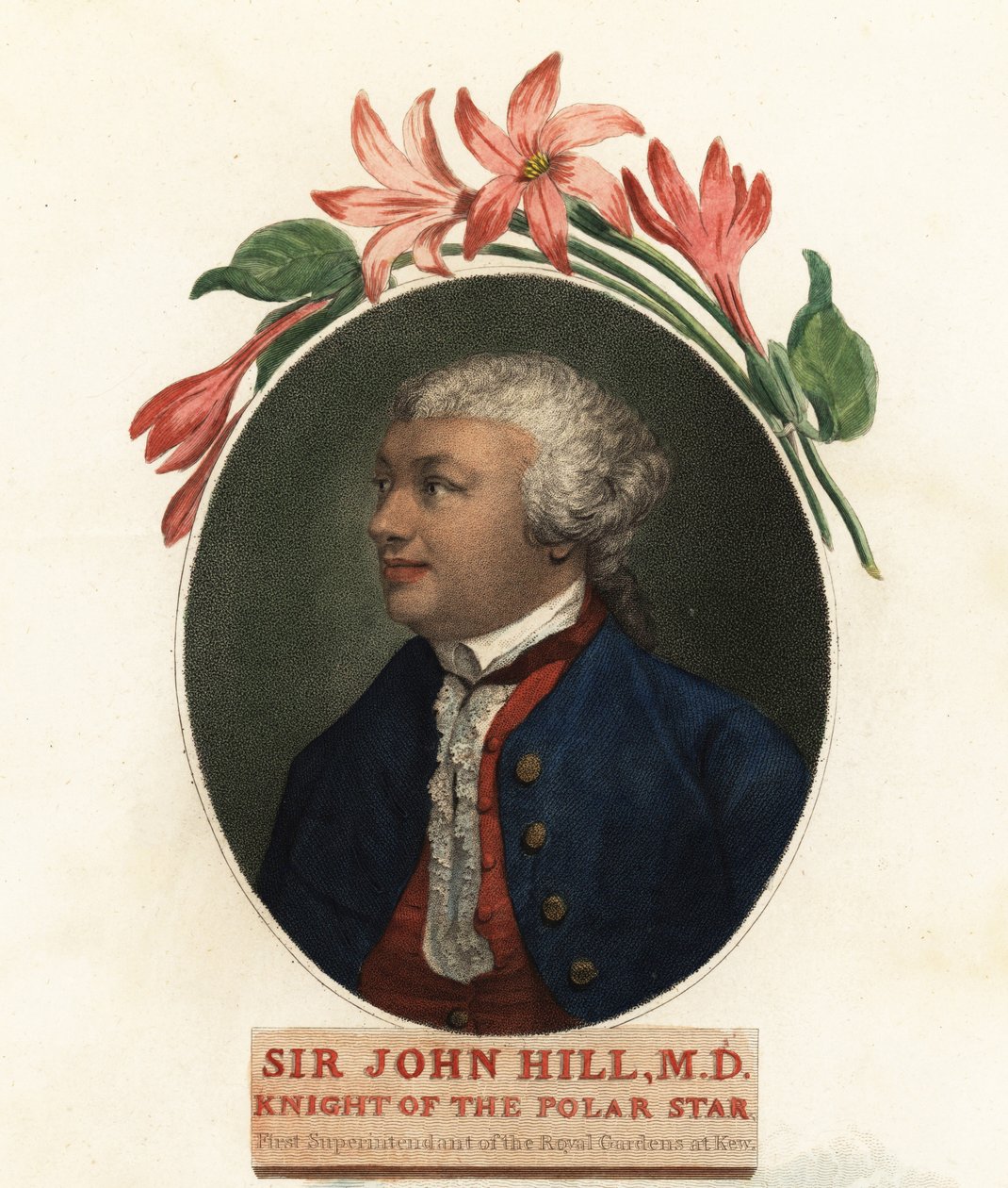 Portret Sir Johna Hilla, przyrodnika i botanika. 1800 (grawerowanie) autorstwa Giovanni Vendramini