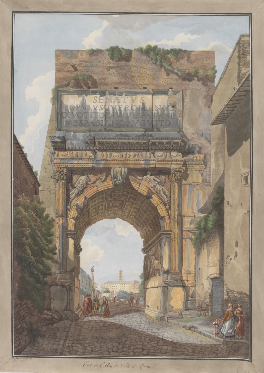 Łuk Tytusa, ca. 1780. Twórcy: Giovanni Volpato, Louis Ducros. autorstwa Giovanni Volpato, Louis Ducros