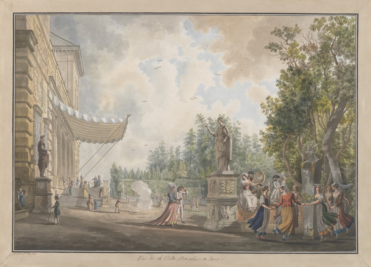 Willa Borghese, ca. 1780. Twórcy: Giovanni Volpato, Louis Ducros. autorstwa Giovanni Volpato, Louis Ducros