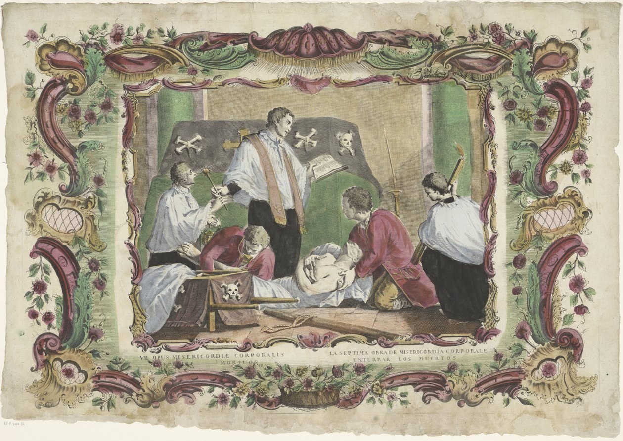 Pogrzeb zmarłych VII opus misericordiae corporalis / La septima zbudowana z misericordia corporale (tytul przedmiotu) Duchowe dzieła miłosierdzia (tytuł serii) autorstwa Giovanni Volpato