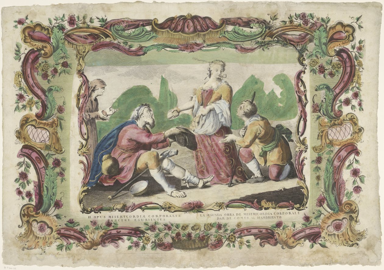 Nakarmienie głodnych II. opus misericordiae corporalis / La segunda obra de misericordia corporale (tytuł na obiekcie) Dzieła miłosierdzia (tytuł serii) autorstwa Giovanni Volpato